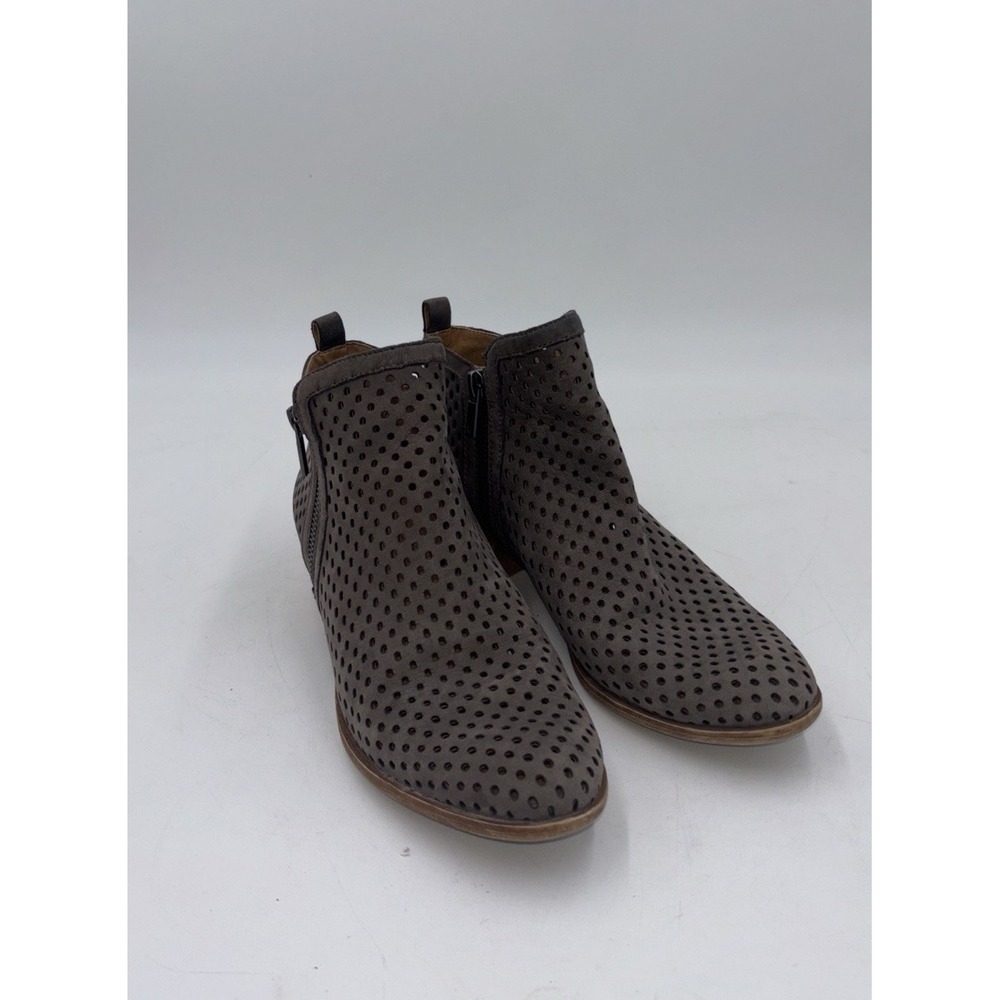 Lucky Brand Women's Size 8.5 Basel Ankle Bootie Dark Stone Perforated Leather